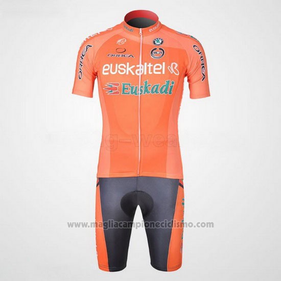 2011 Abbigliamento Ciclismo Euskalte Arancione Manica Corta e Salopette